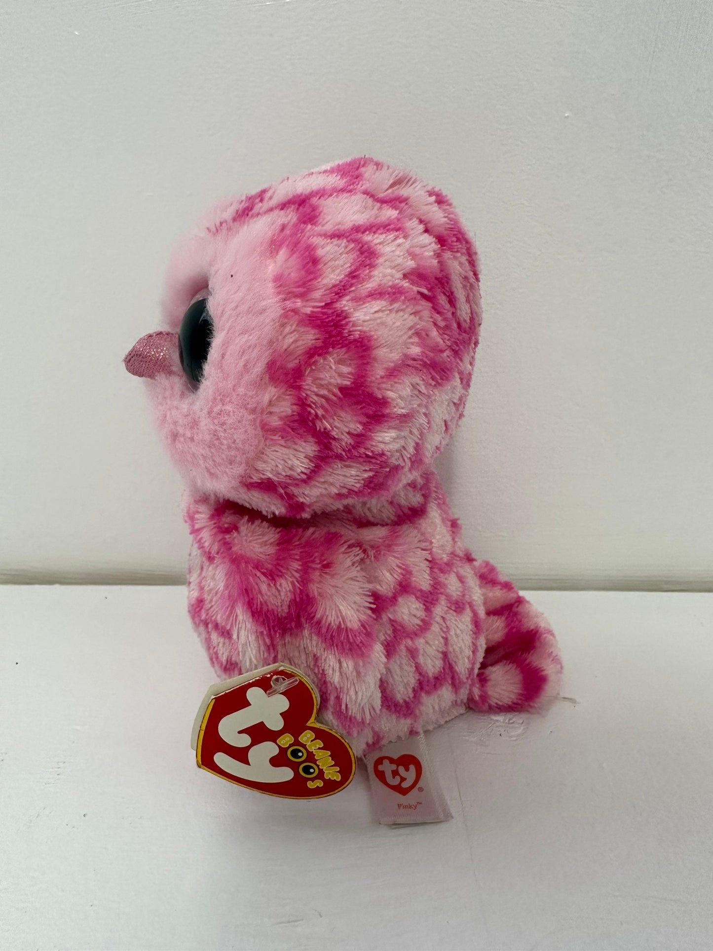 Ty Beanie Boo “Pinky” the Pink Owl with Glitter Eyes (6inch)