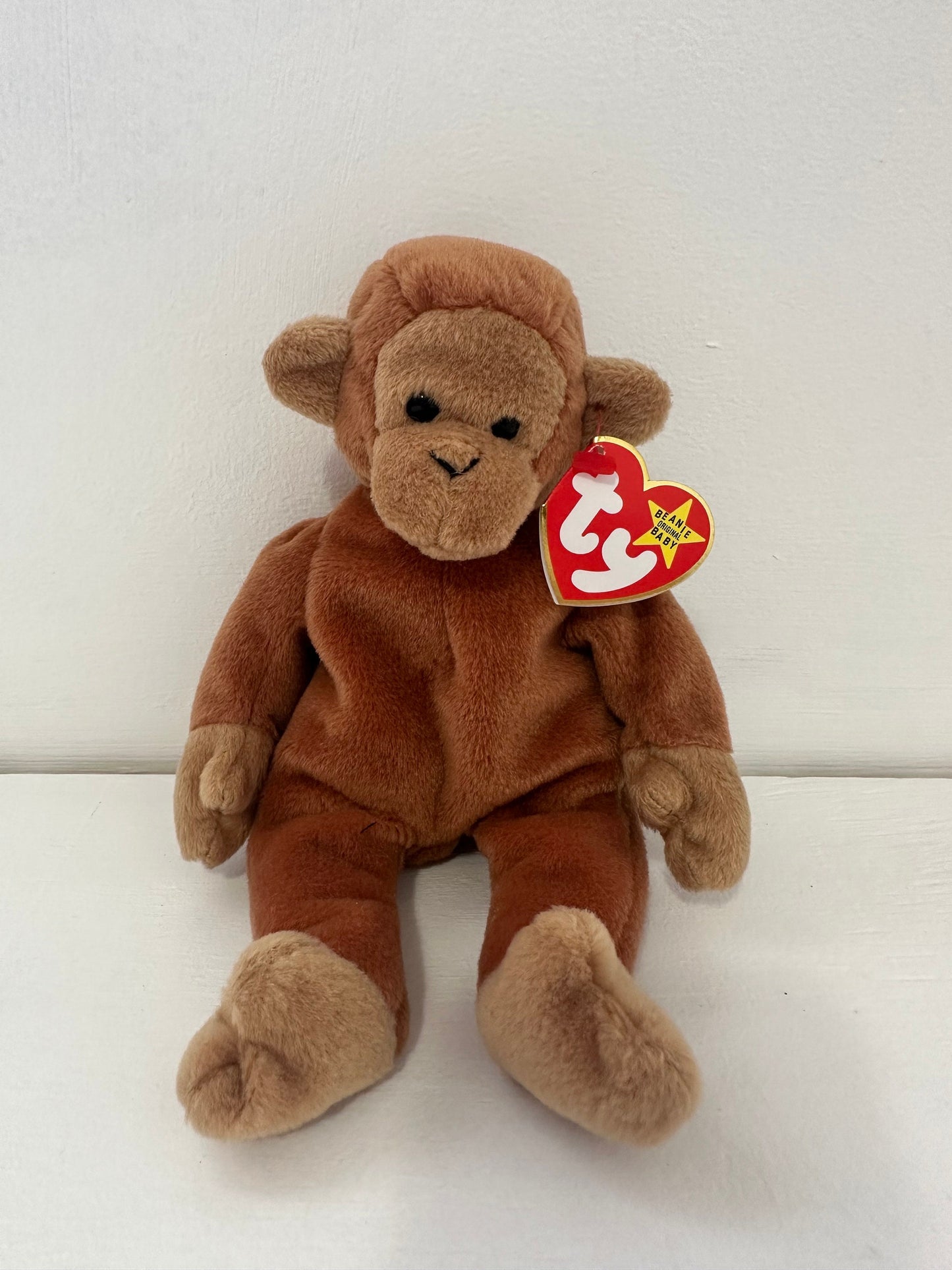 Ty Beanie Baby “Bongo” the Adorable Monkey with Rare Brown Tail - Classic 90s Beanie (8.5 inch)