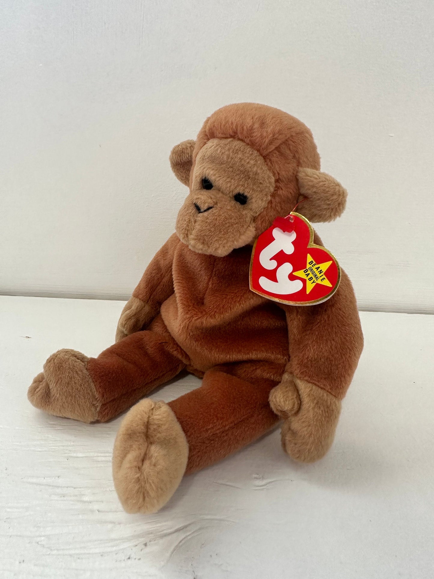 Ty Beanie Baby “Bongo” the Adorable Monkey with Rare Brown Tail - Classic 90s Beanie (8.5 inch)