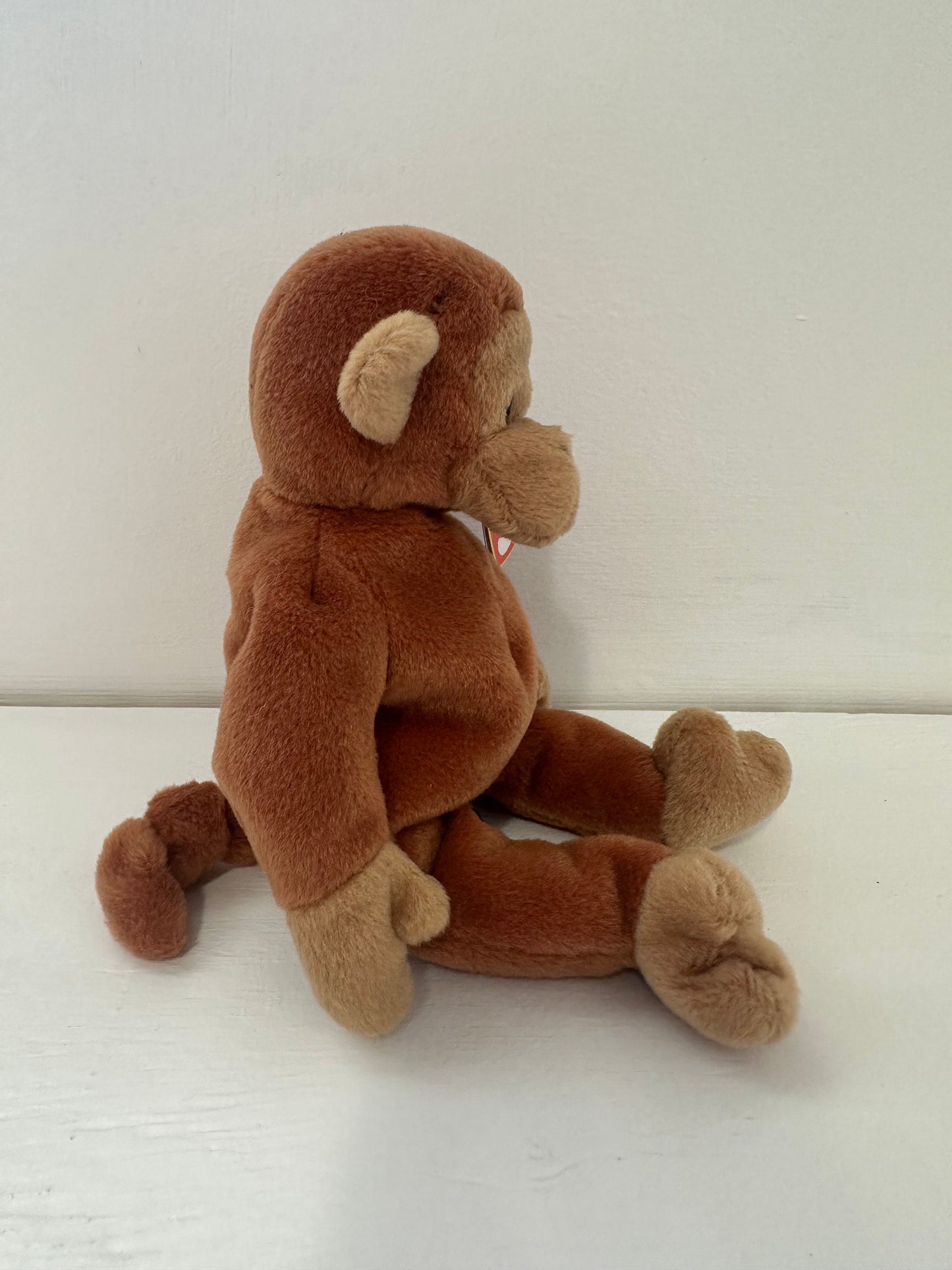 Ty Beanie Baby “Bongo” the Adorable Monkey with Rare Brown Tail - Classic 90s Beanie (8.5 inch)