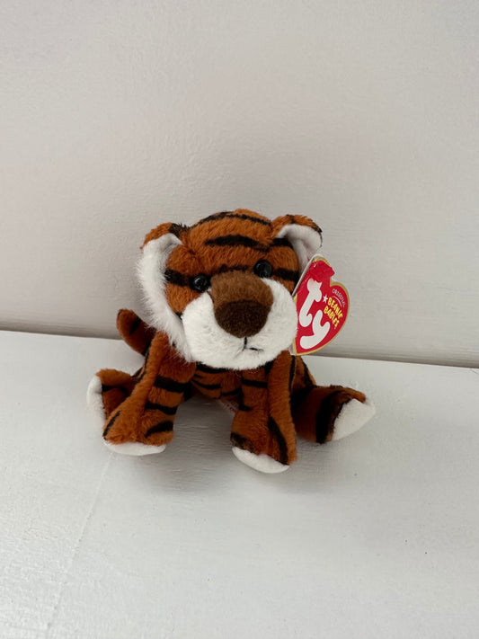 Ty *Keychain* Beanie Baby “Stripey” the Tiger - SMALL Metal Key Clip (4 inch)