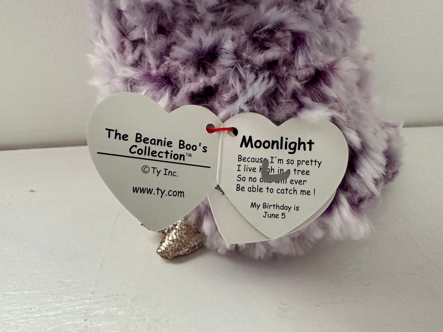 Ty Beanie Boo “‘Moonlight” the Purple Owl Non Mint Tag (9 inch)