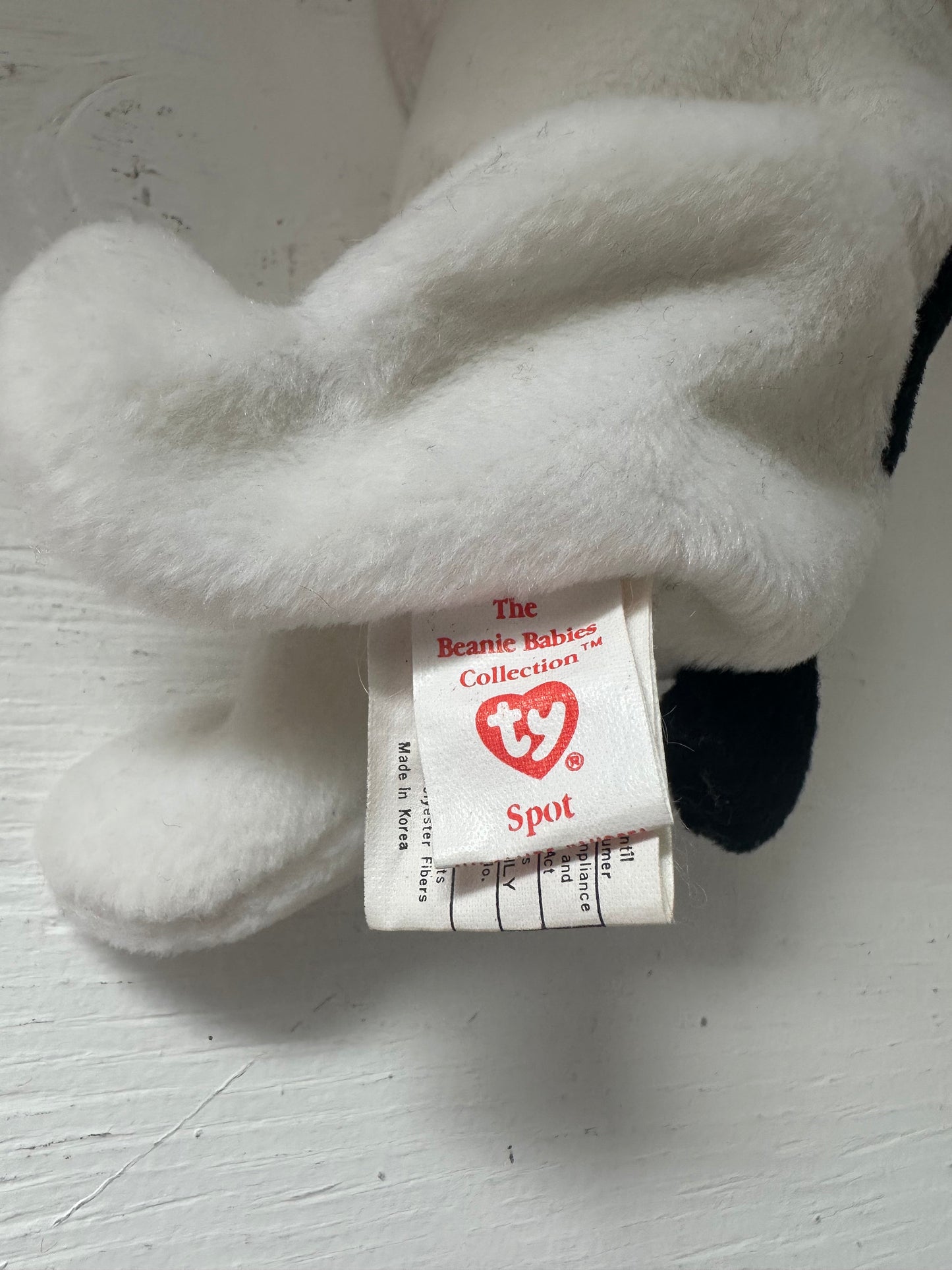 Ty Beanie Baby Dog “Spot” the Dog Handmade in Korea with Canadian Tush - Non Mint Tag (8 inch)