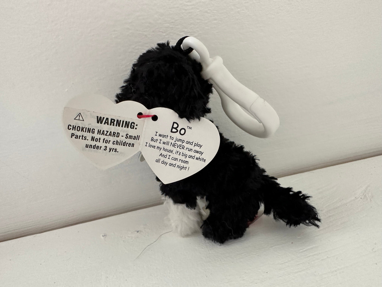 Ty Beanie Baby “Bo” the Portuguese Water Dog - Plastic Key Clip (4 inch)