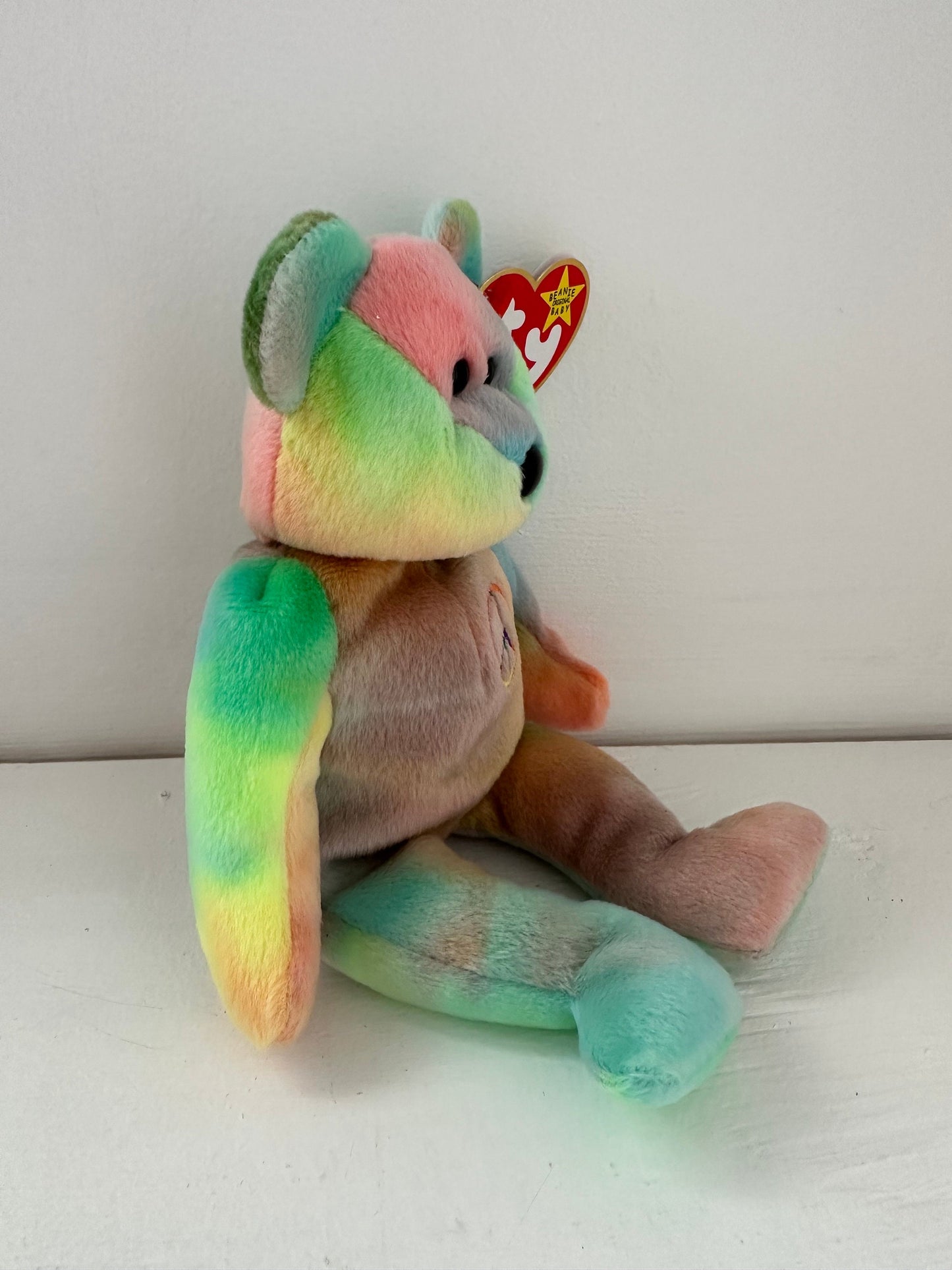 Ty Beanie Baby Peace the Tie-Dye Bear - Canadian Tush Tag!  Stamp # 115 inside Tush Tag *Actual colours shown* (8.5 inch)