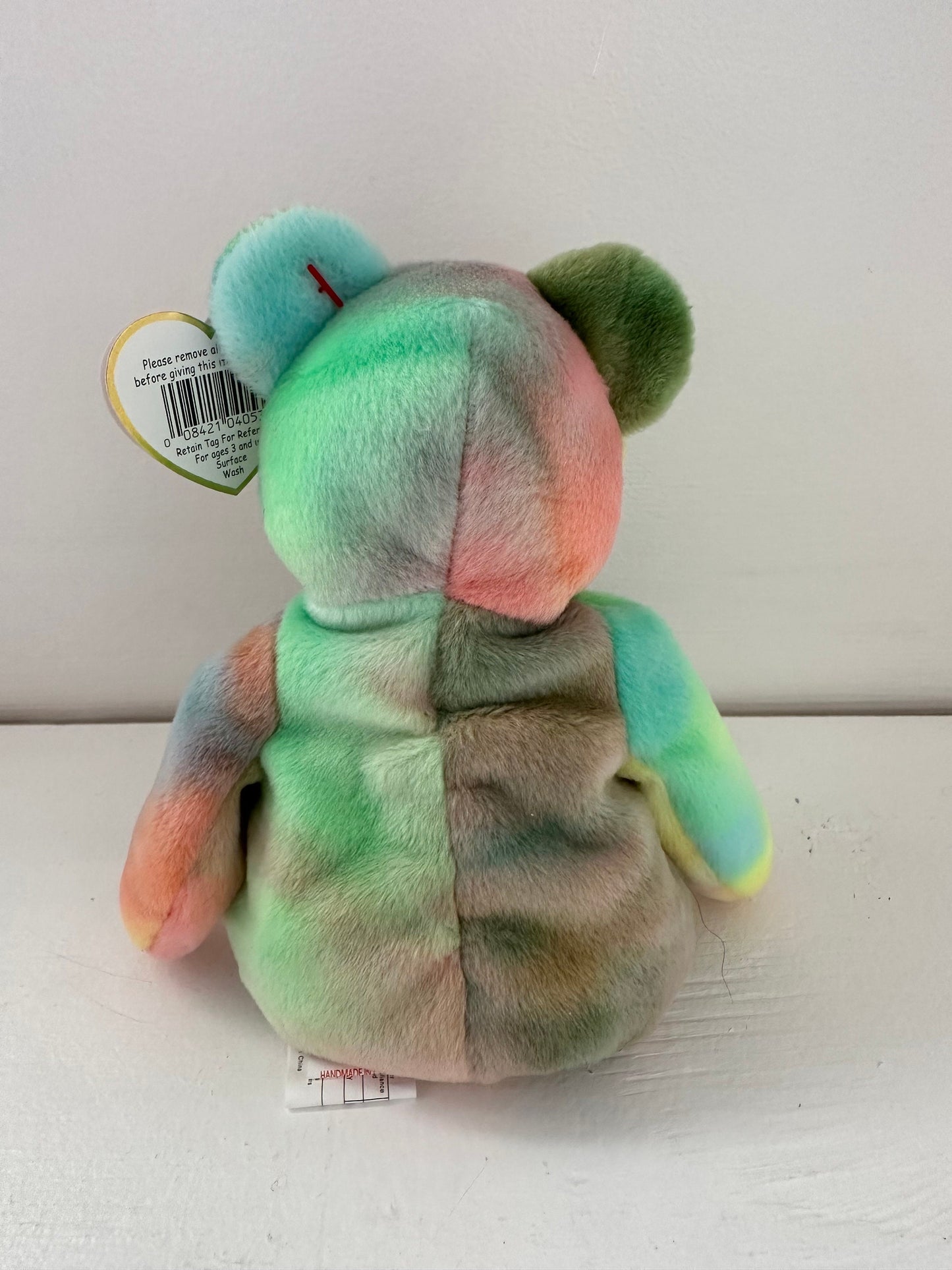 Ty Beanie Baby Peace the Tie-Dye Bear - Canadian Tush Tag!  Stamp # 115 inside Tush Tag *Actual colours shown* (8.5 inch)