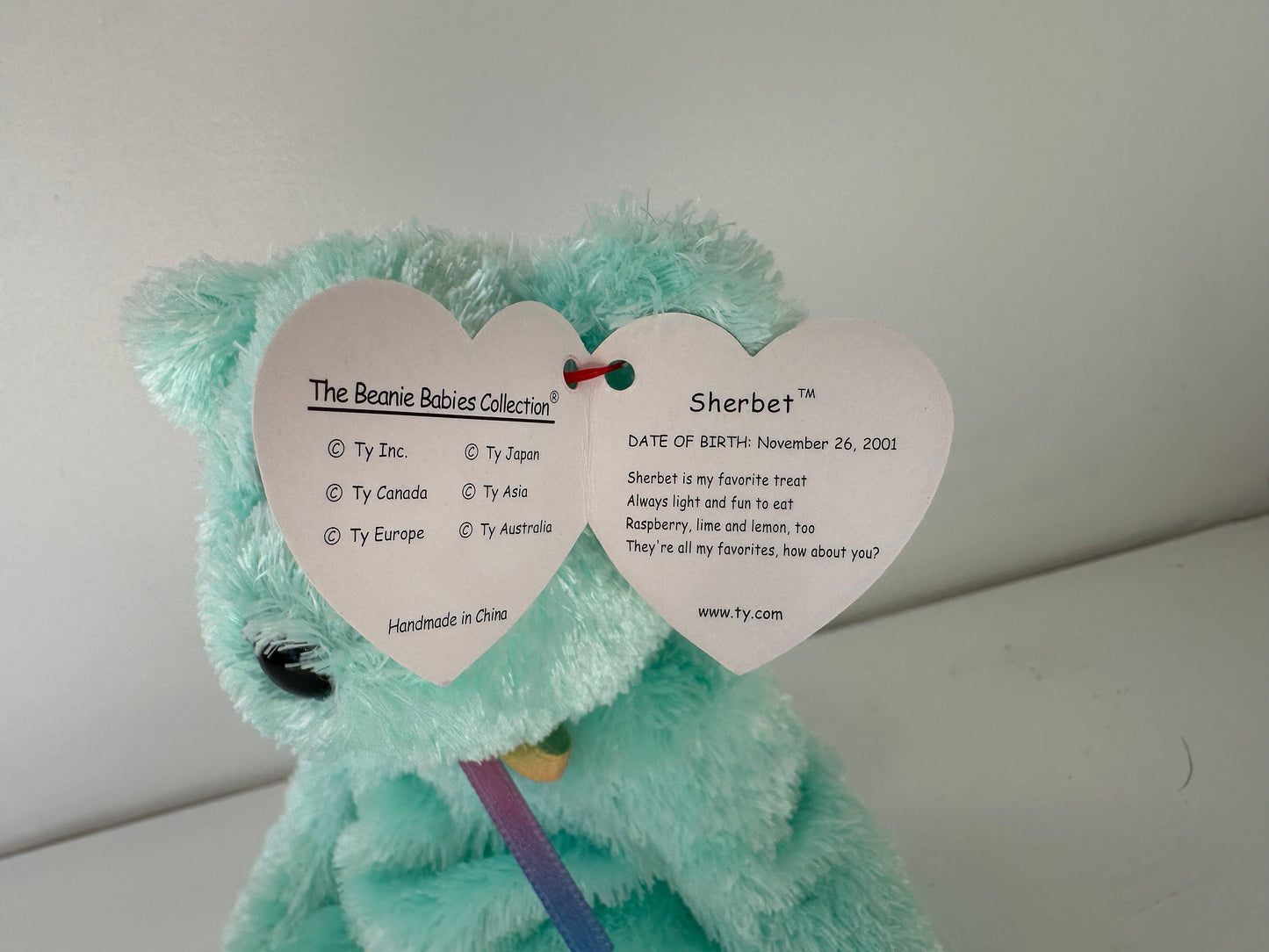 Ty Beanie Baby “Sherbet” the Bear - Green Version (8.5 inch)