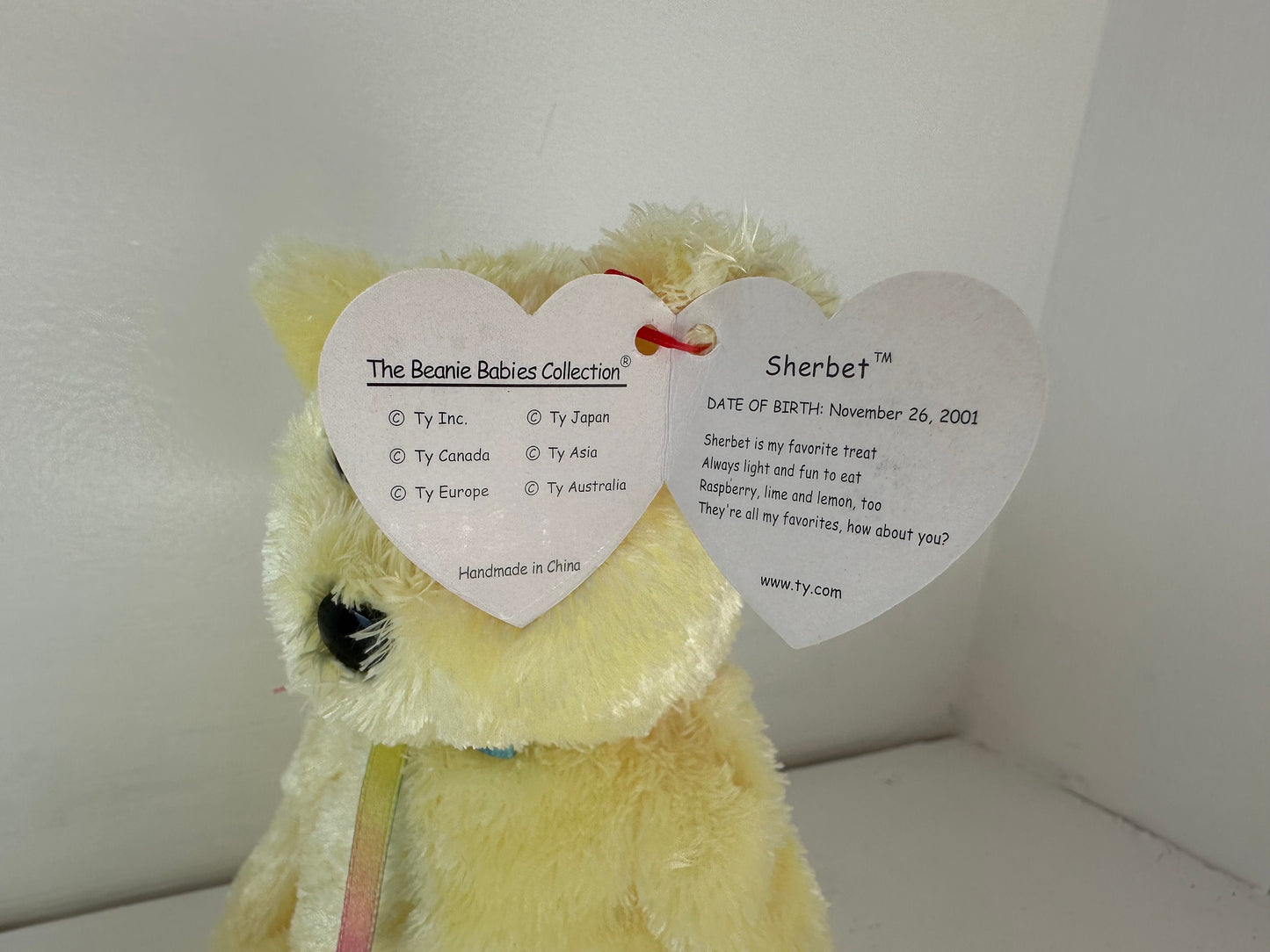 Ty Beanie Baby “Sherbet” the Bear - Yellow Version (8.5 inch)