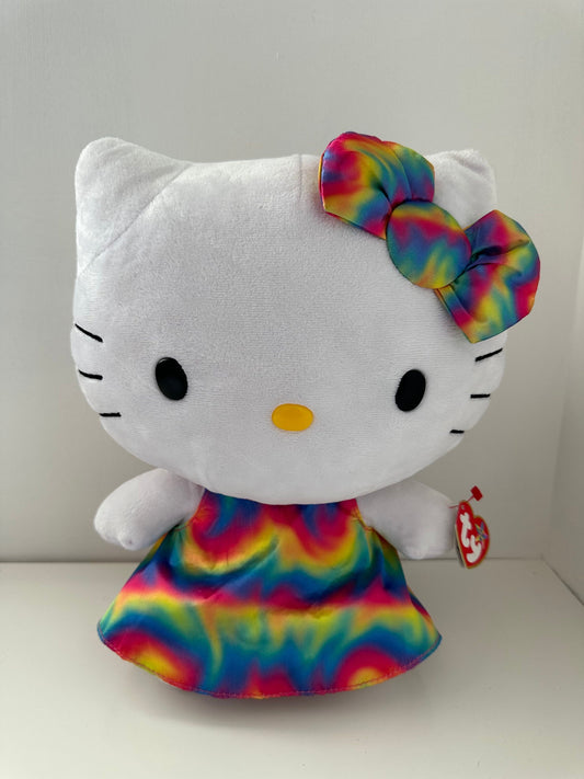 Ty Beanie BUDDY Vintage “Rainbow Hello Kitty” the Hello Kitty Plush (Large, 13  inch)