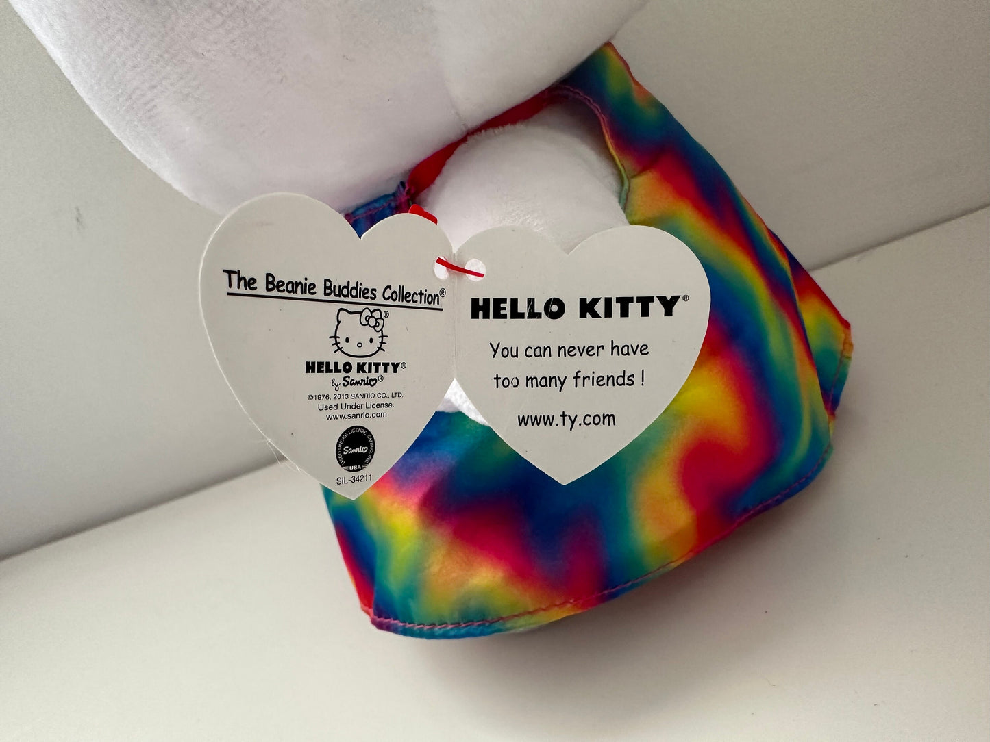 Ty Beanie BUDDY Vintage “Rainbow Hello Kitty” the Hello Kitty Plush (Large, 13  inch)