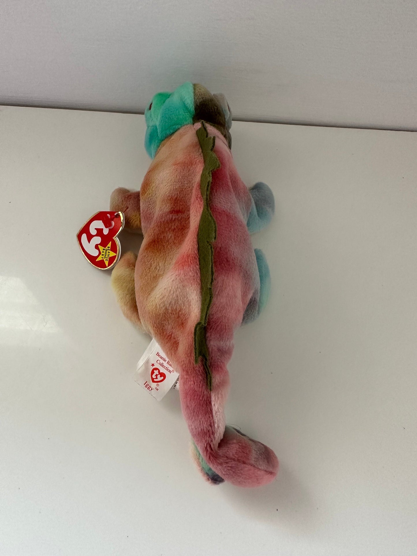 Ty Beanie Baby “Iggy” the Unique Coloured Tie-Dye Iguana Handmade in Indonesia with Canadian Tush Tag! (9 inch)