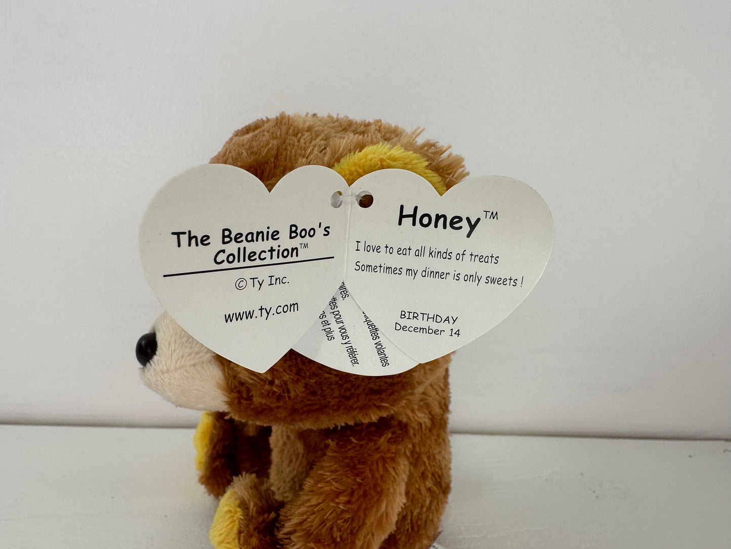 Ty Beanie Boo “Honey” the Bear - Purple Tag Rare! (6 inch)