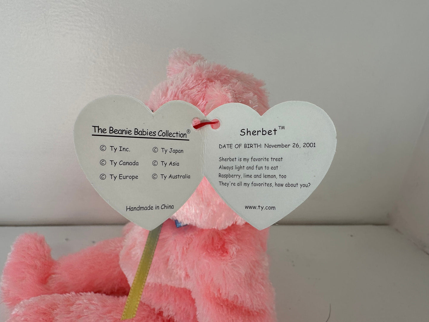 Ty Beanie Baby “Sherbet” the Bear - Pink Version (8.5 inch)