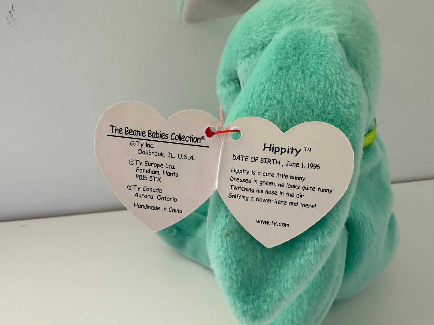 Ty Beanie Baby “Hippity” the Green / Teal Bunny ! (8.5 inch)