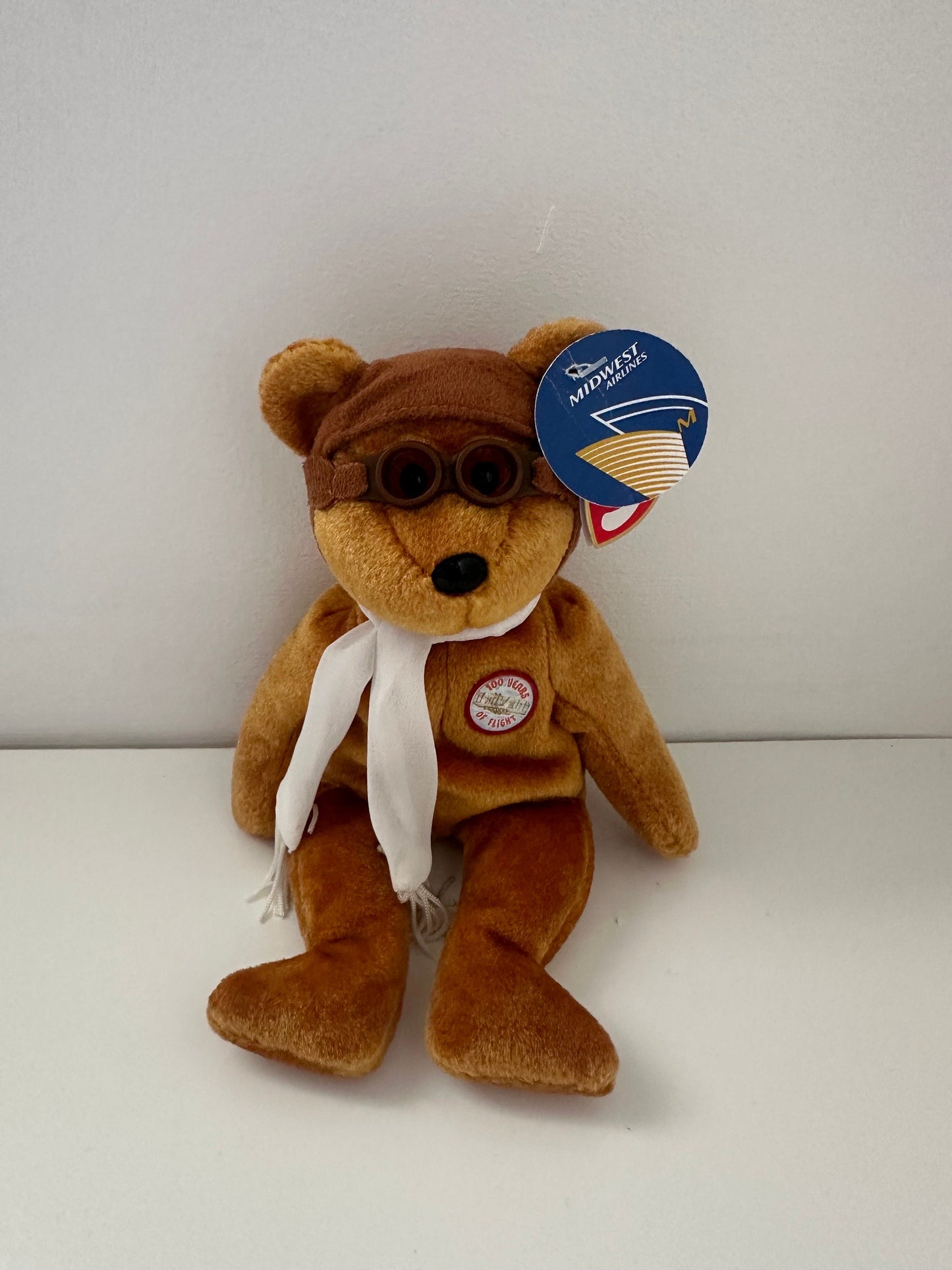 Ty Beanie Baby “Bearon” the Brown Bear with Rare Midwest Airlines Extra Tag! (8 inch)