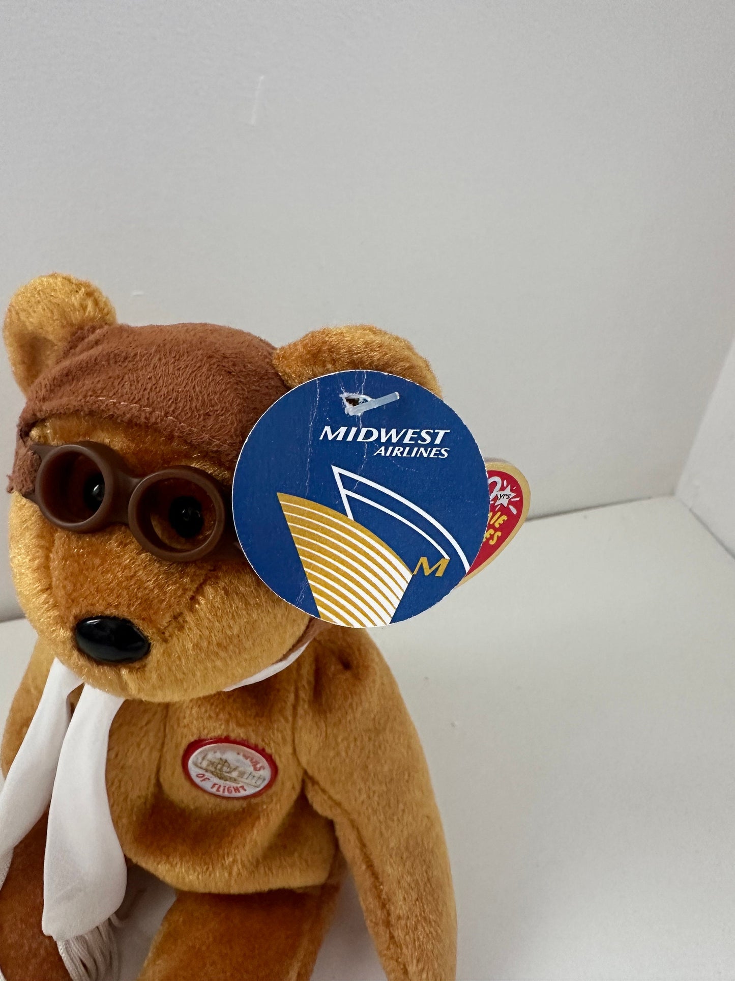 Ty Beanie Baby “Bearon” the Brown Bear with Rare Midwest Airlines Extra Tag! (8 inch)