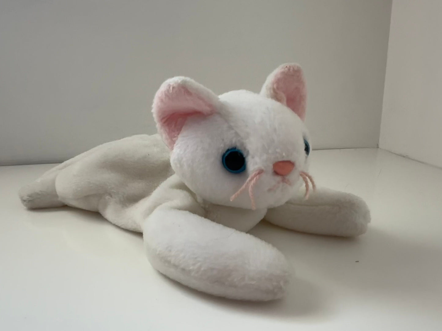 Ty Beanie Baby “Flip” the White Kitty Cat - 2nd Gen Tush Tag, No Hang Tag! (7 inch)