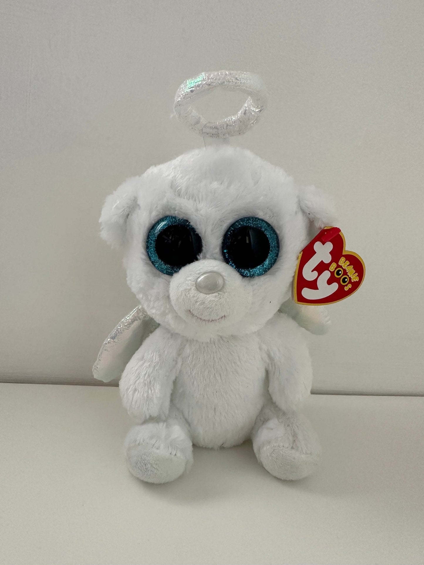 TY Beanie Boo “Halo” the Angel Bear with Iridescent Wings RARE (6 inch)