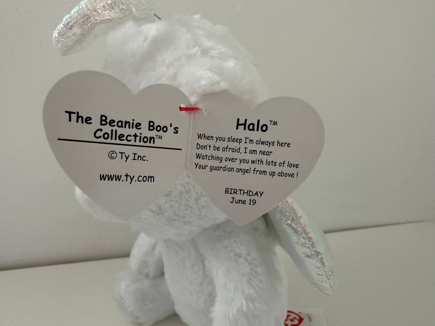 TY Beanie Boo “Halo” the Angel Bear with Iridescent Wings RARE (6 inch)