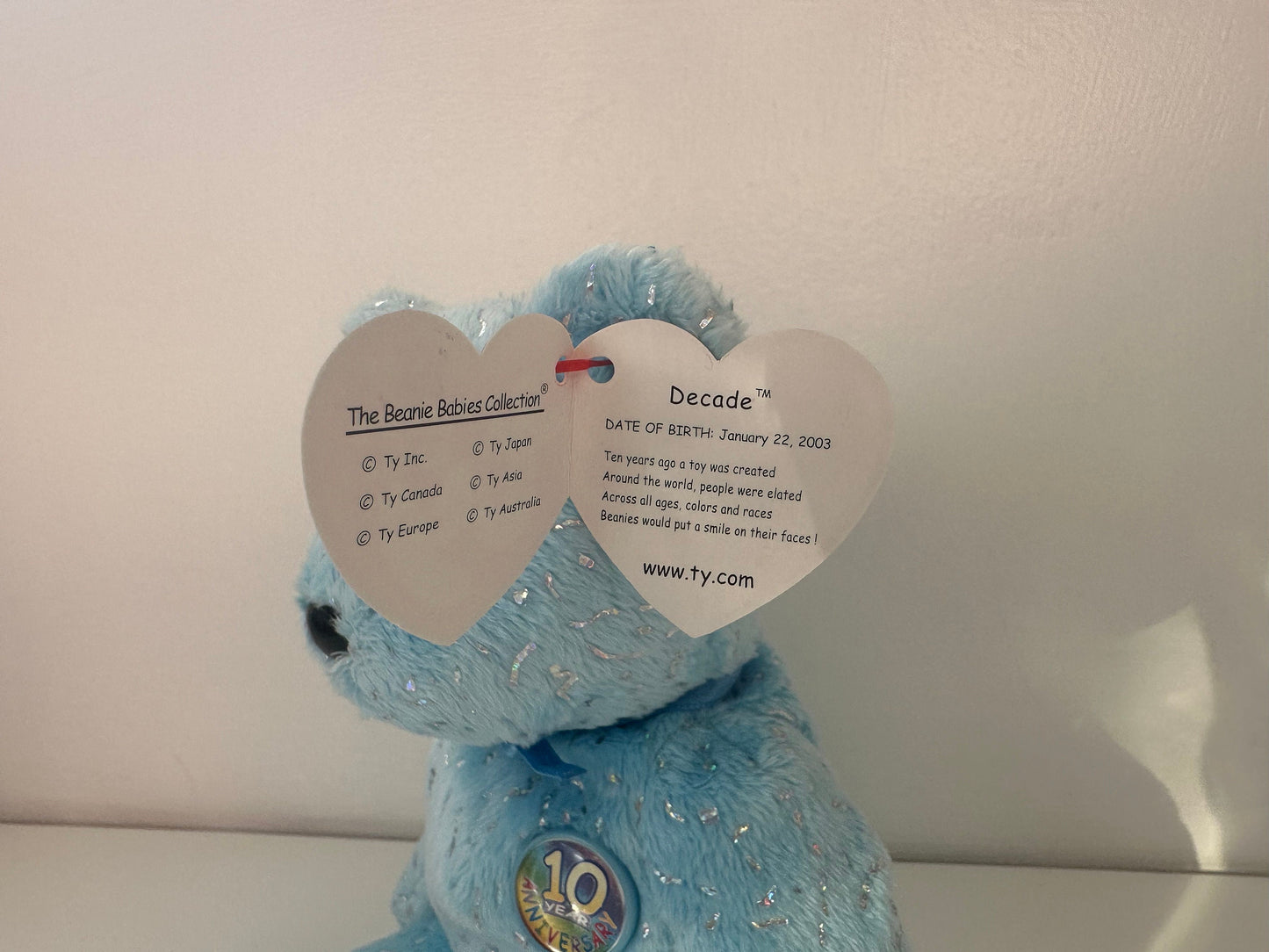 Ty Beanie Baby Decade Bear the Light Blue Bear  (8.5 inch)