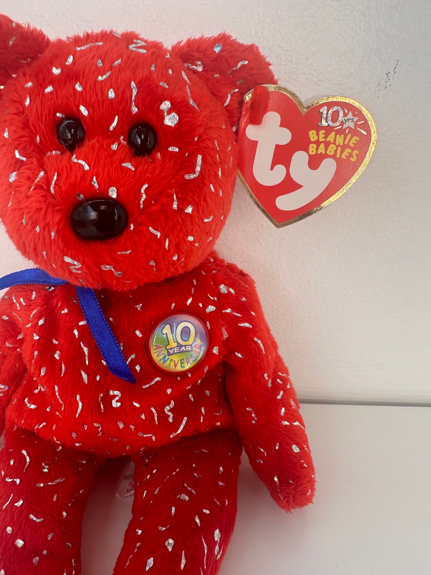 Ty Beanie Baby Decade Bear the Red Bear  (8.5 inch)