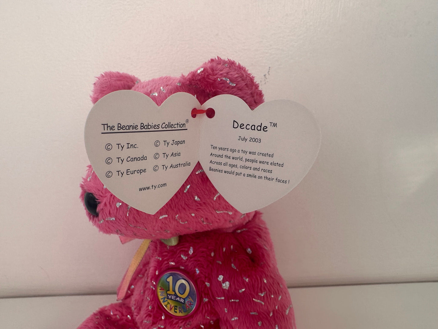 Ty Beanie Baby Decade Bear the Pink Bear  (8.5 inch)