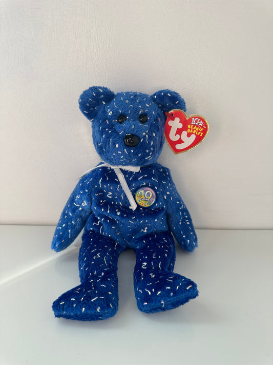 Ty Beanie Baby Decade Bear the Royal Blue Bear  (8.5 inch)