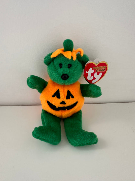 Ty Halloweenie Beanie “Tricky” the Halloween Bear Holding Pumpkin - Teenie Beanie (4 inch)