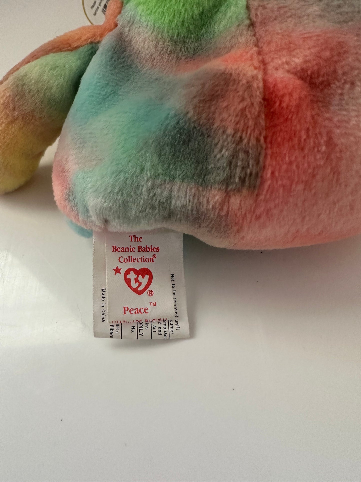 Ty Beanie Baby Peace the Tie-Dye Bear - Canadian Tush Tag! *Actual colours shown* (8.5 inch)