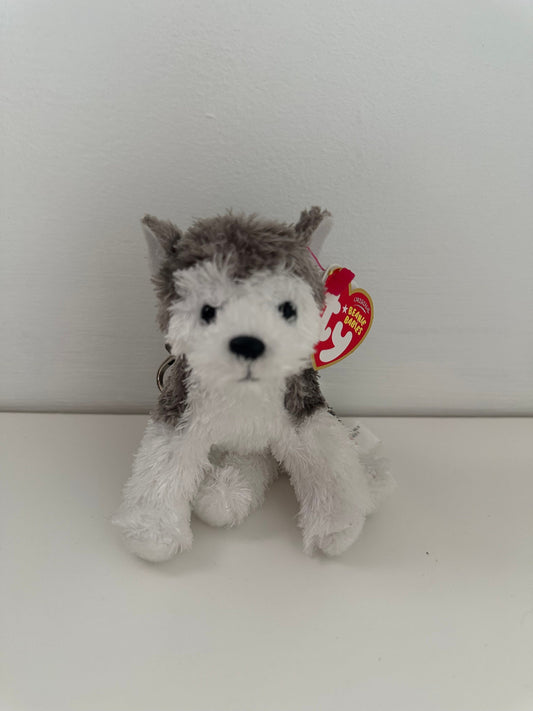 Ty Key Clip Beanies “Slush” the Husky Metal Keychain Dog (4 inch)