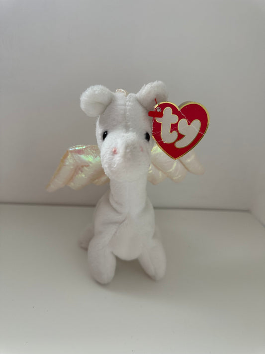 Ty Beanie Baby “Magic” the White Dragon - 3rd Generation Hang Tag, 1st Gen Canadian Tush Tag - Non Mint Tag *Rare*