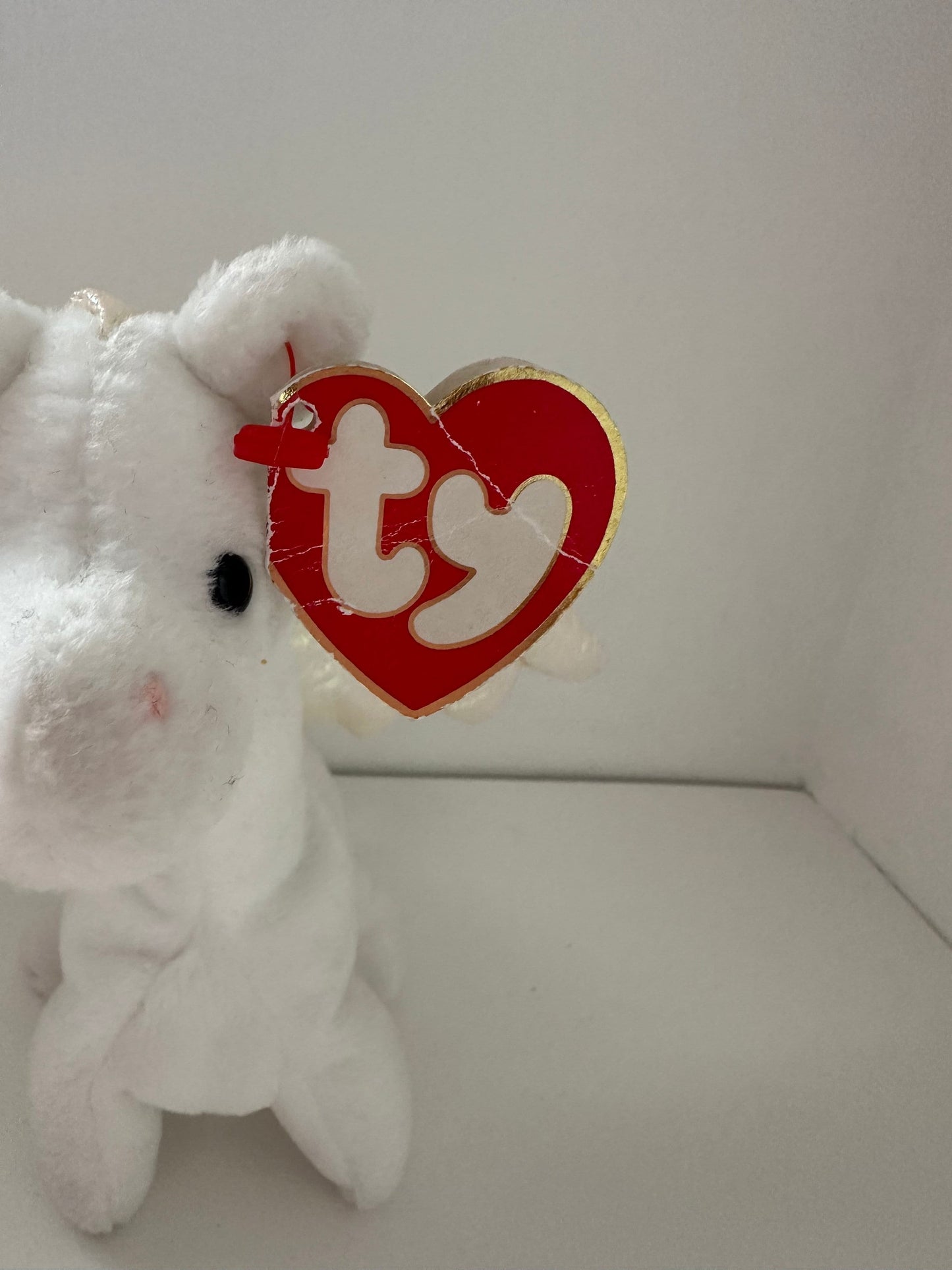 Ty Beanie Baby “Magic” the White Dragon - 3rd Generation Hang Tag, 1st Gen Canadian Tush Tag - Non Mint Tag *Rare*