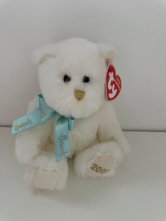 Ty Beanie Baby “Nimbus” the Bear - Tiffany Blue Ribbon Version - Harrod’s UK Exclusive with Certificate *Rare* (6 inch)