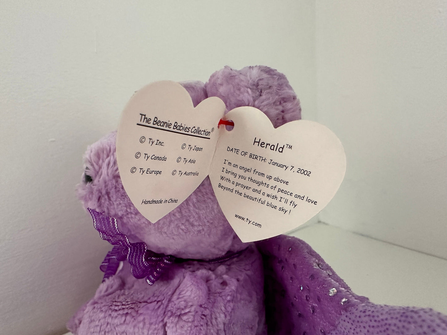 Ty Beanie Baby “Herald” the Bear - Dyed PURPLE! (8.5 inch)