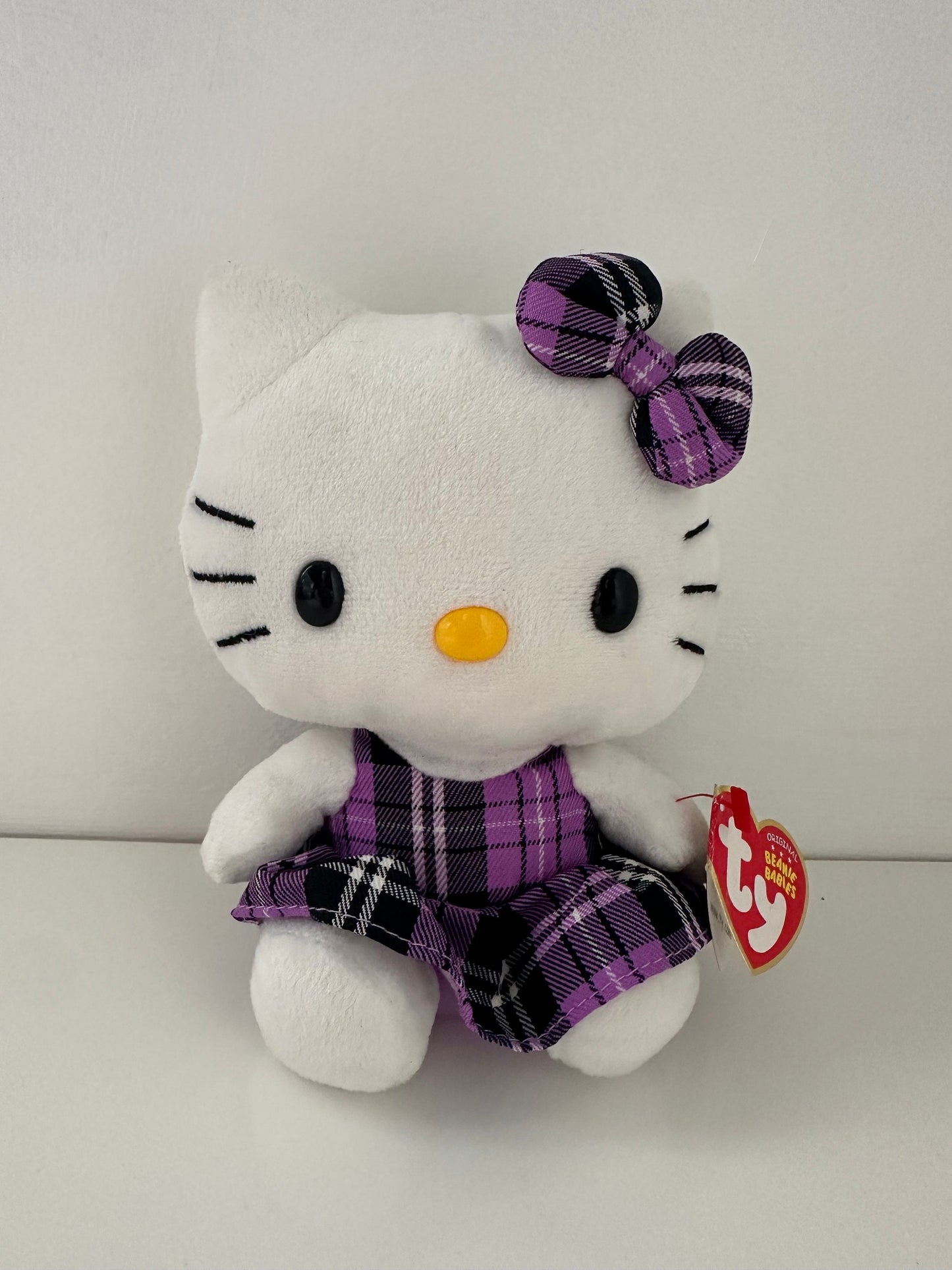 Ty Beanie Baby Vintage “Hello Kitty” the Purple Plaid Hello Kitty Plush (5.5 inch)