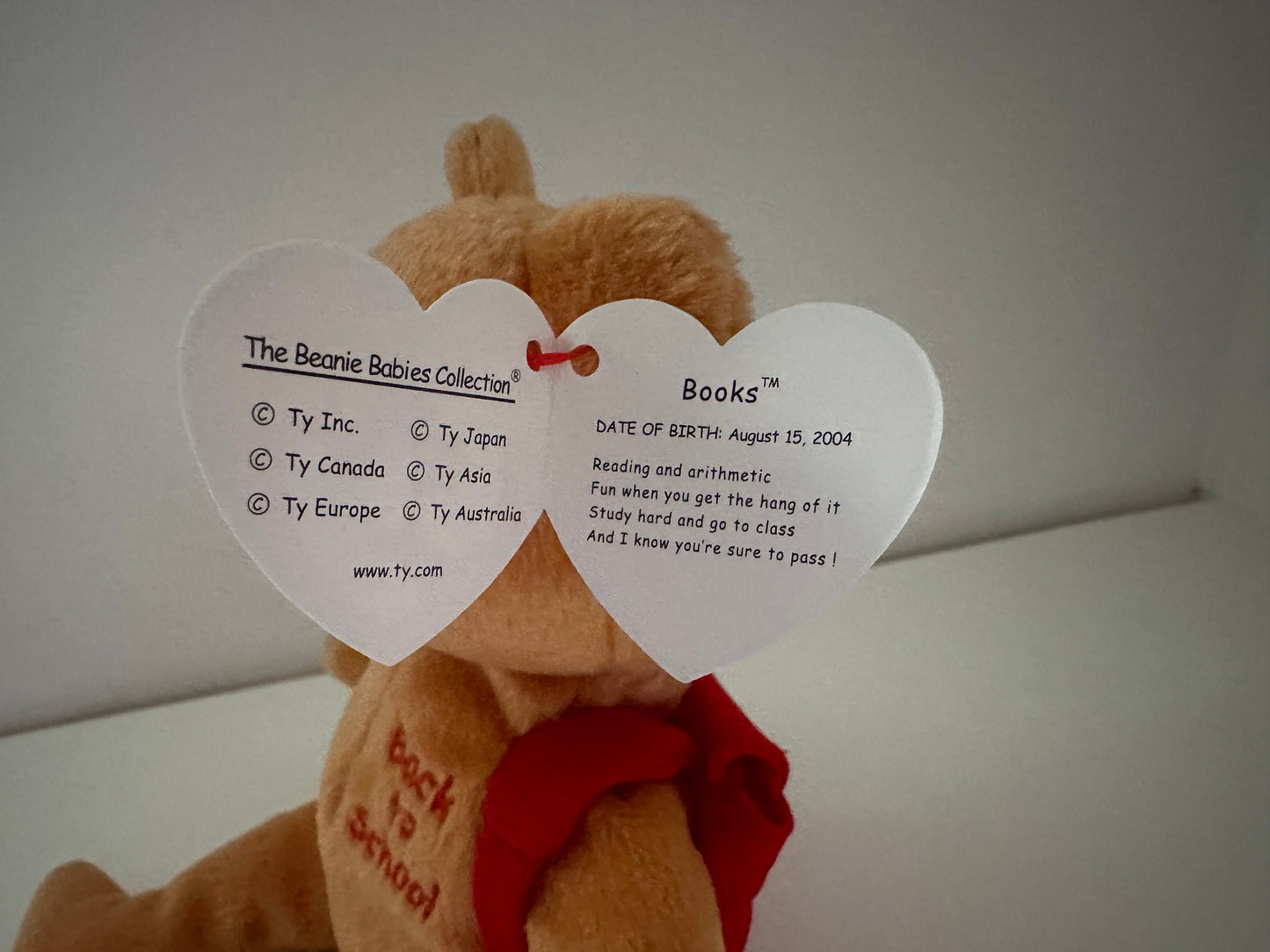 Ty Beanie Baby “Books” the Adorable Back to School Bear - Red Version! (8.5 inch)