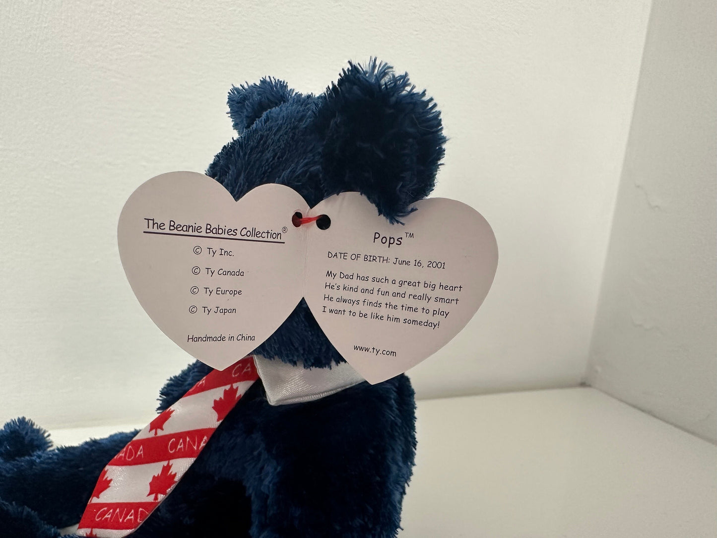 Ty Beanie Baby “Pops” the Father’s Day Bear - Canada Tie Version! (8.5 inch)