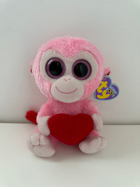 Ty Beanie Boo “Julep” the Pink Monkey - Solid Eye Version - Writing in tag non mint! (6 inch)