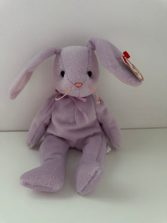 Ty Beanie Baby “Floppity” the Purple Bunny  - Handmade in Indonesia with Canadian Tush Tag *Rare*! (8.5 inch)