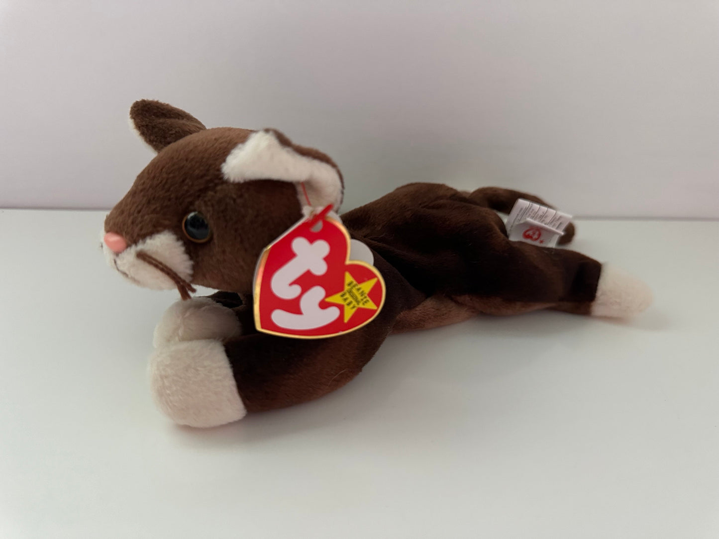 Ty Beanie Baby “Pounce” the Cat - Handmade in Indonesia with Canadian Tush Tag *Rare* (8 inch)