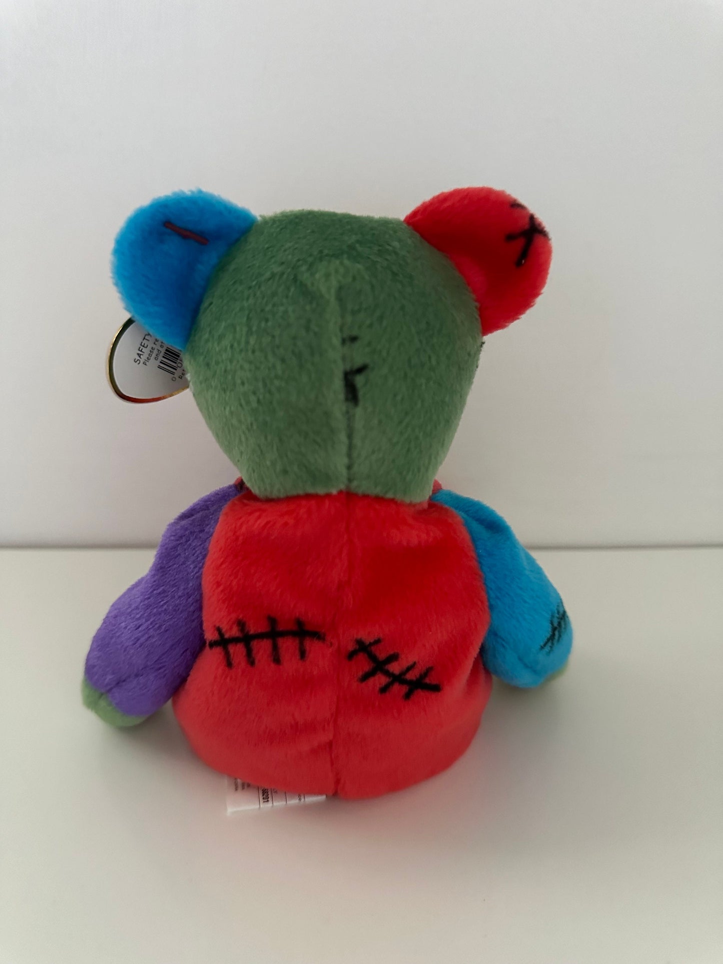 Ty Beanie Baby “Frankenteddy” the Bear - Red and Purple Feet (8.5 inch)