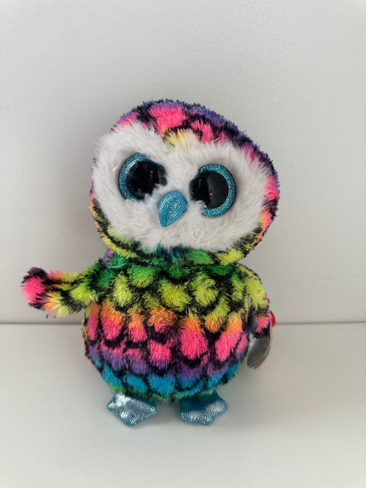 Ty Beanie Boo “Aria” the Colourful Owl - Claire’s Exclusive - Non Mint Tag and Eye, See Photos (6 inch)