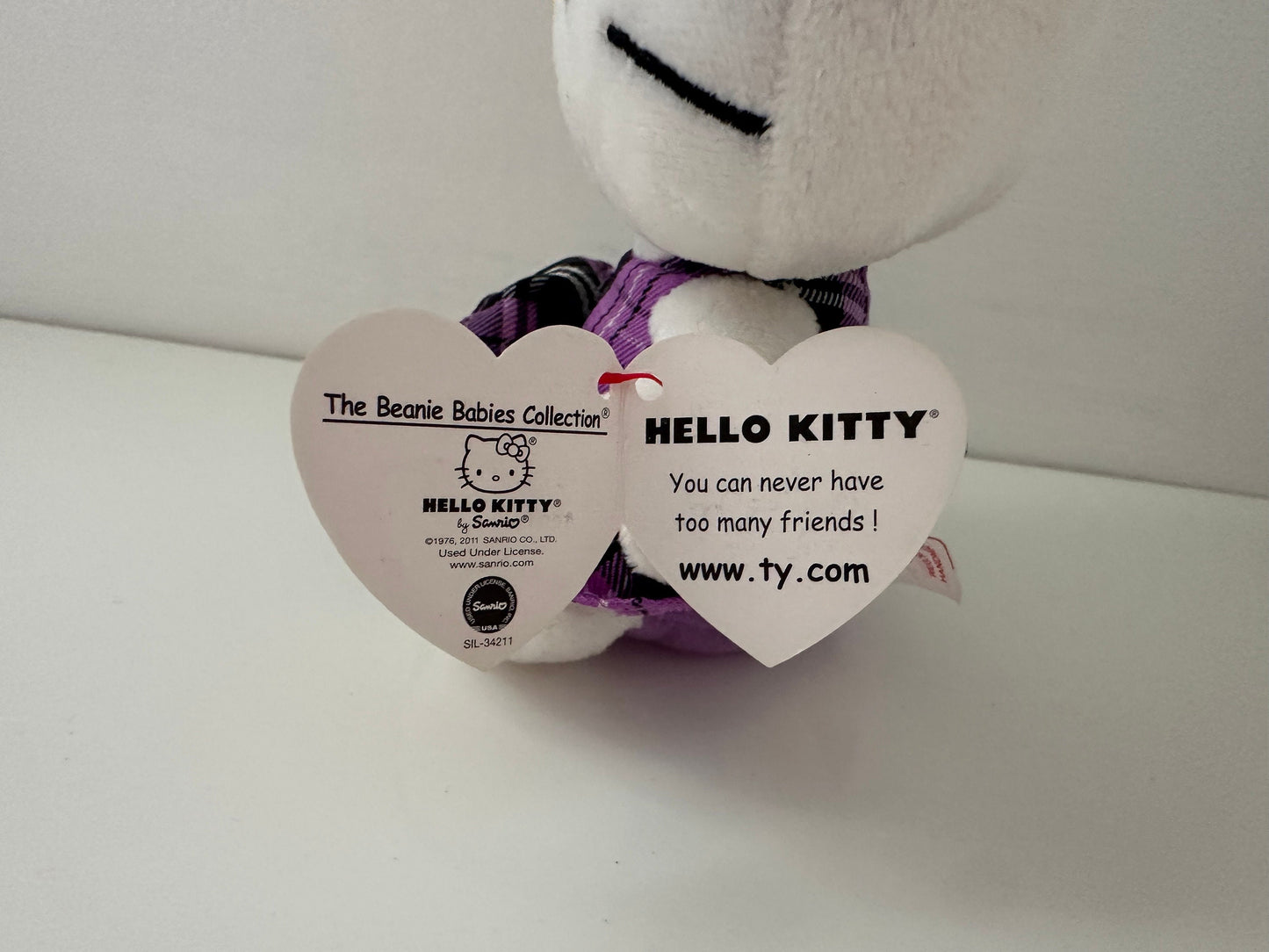 Ty Beanie Baby Vintage “Hello Kitty” the Purple Plaid Hello Kitty Plush (5.5 inch)