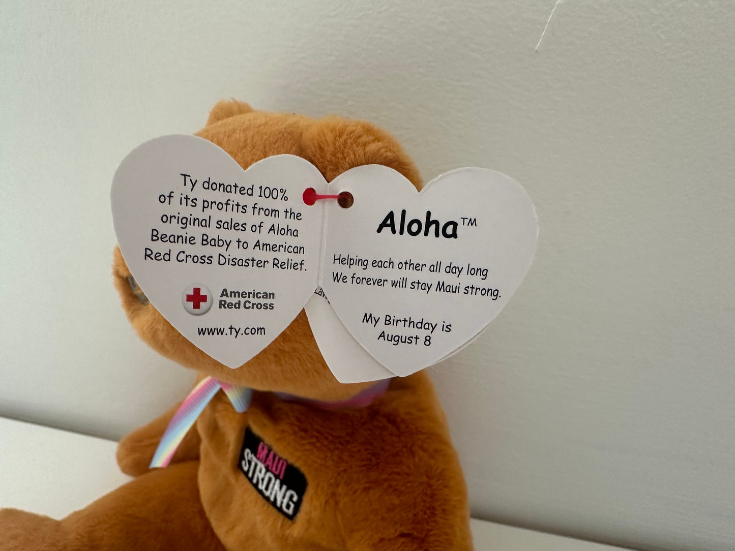 Ty Beanie Baby “Aloha” the Maui Emergency Assistance Bear Wildfire Relief - Maui Strong - Limited Edition (8.5 inch)