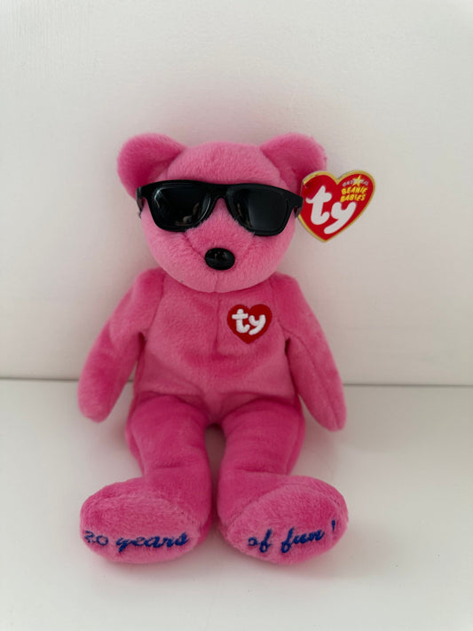 Ty Beanie Baby “Summertime Fun” the Pink Sunglasses Bear, Pink Chicago Version! Trade Show Exclusive! *Rare* (8.5 inch)