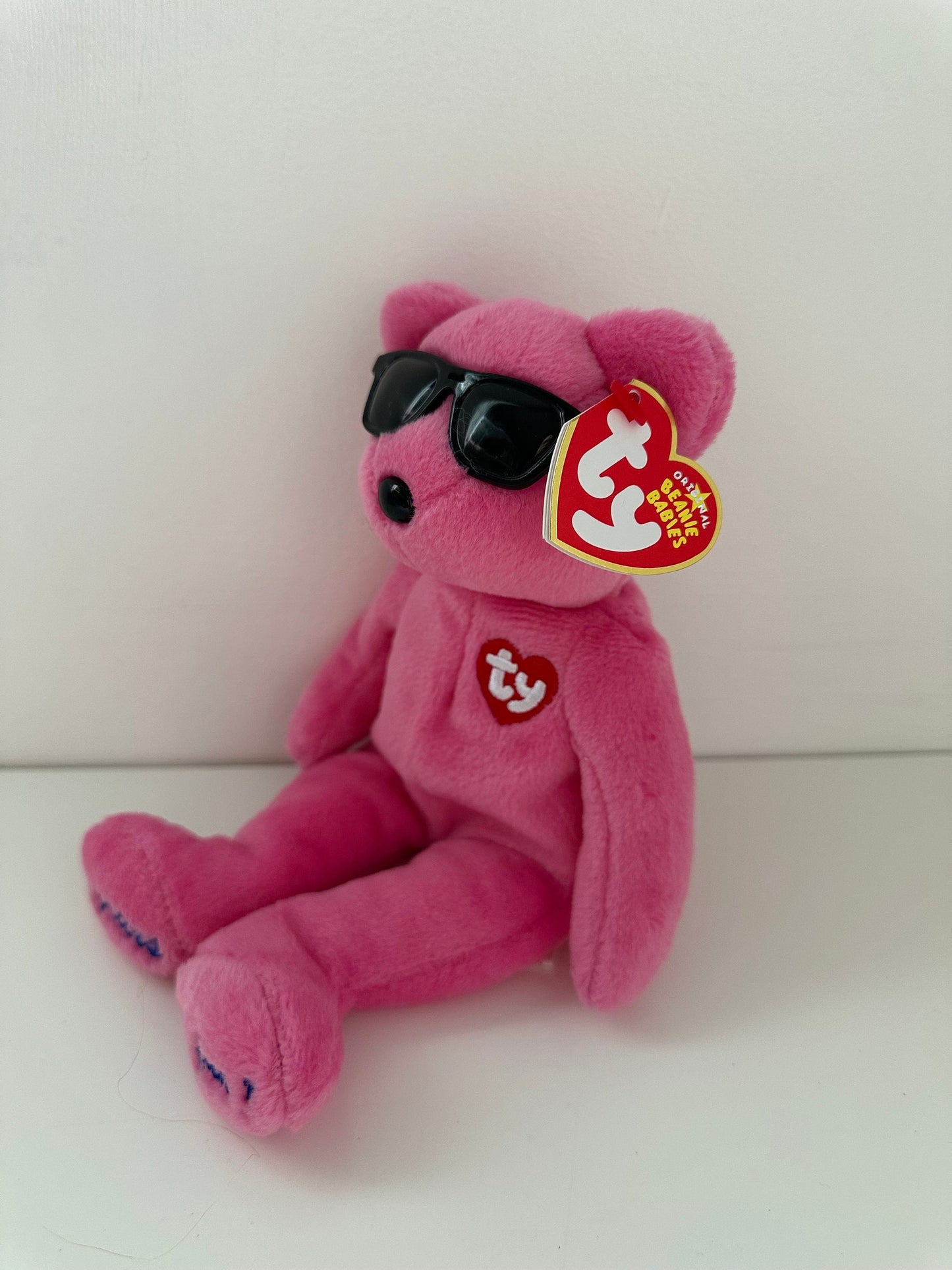 Ty Beanie Baby “Summertime Fun” the Pink Sunglasses Bear, Pink Chicago Version! Trade Show Exclusive! *Rare* (8.5 inch)