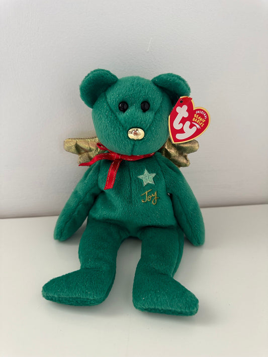 Ty Beanie Baby “Gift” the Angel Bear with Wings - Green Version Joy - Hallmark Gold Crown Exclusive (8.5 inch)