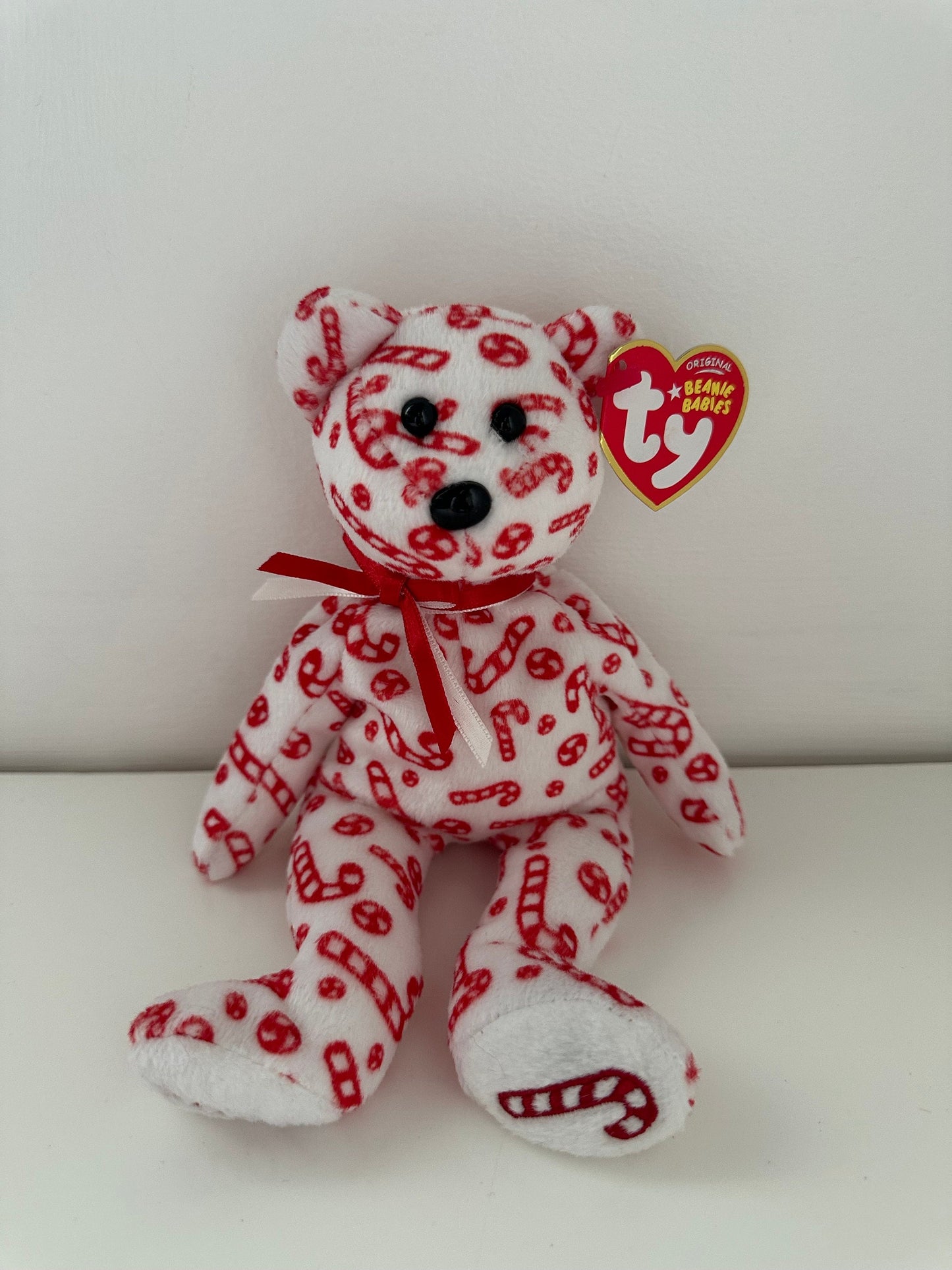 Ty Beanie Baby “Candy Canes” the Holiday Bear - White Version (8.5 inch)