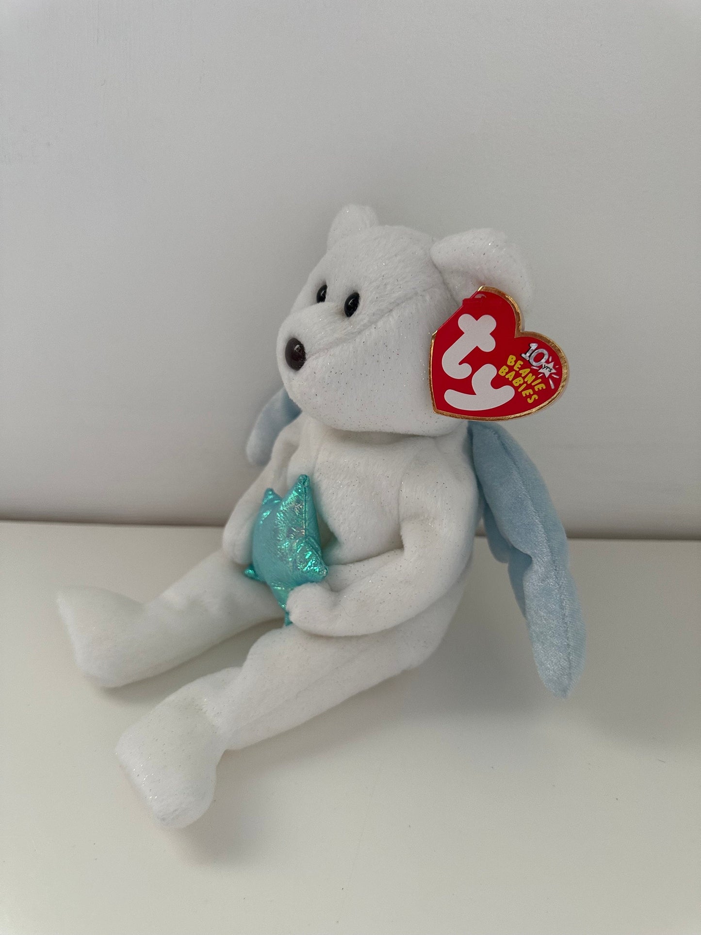 Ty Beanie Baby “Star” the Angel Bear Holding a Blue Star (8.5 inch)