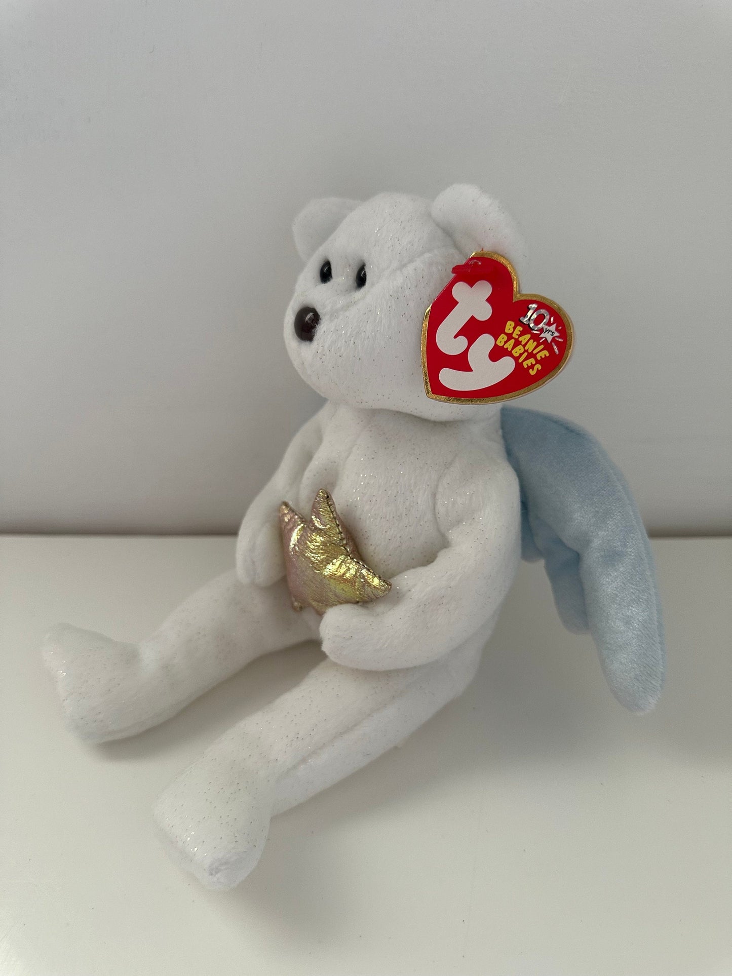 Ty Beanie Baby “Star” the Angel Bear Holding a Gold Star (8.5 inch)